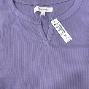 Madewell Lavender Ribbed Notch Neck Top NWT